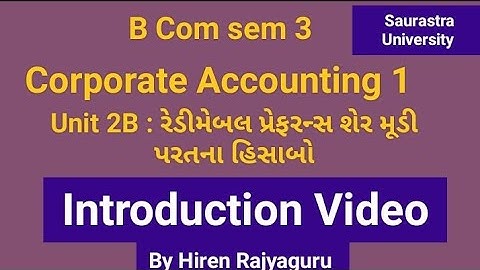 Corporate Account| Unit 2B| Redemption of Preference share| Introduction