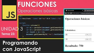 23 | Basic operations applying functions and graphical interface in JavaScript