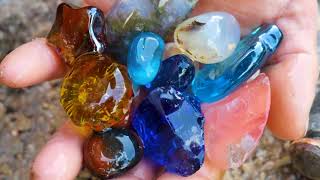 Blue crystals are found in primeval forests. agate, gems, diamonds