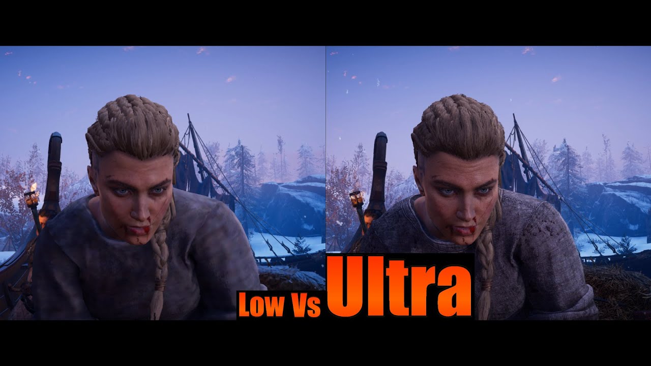 Assassin's Creed Valhalla Low Vs Ultra Settings 4K 60fps