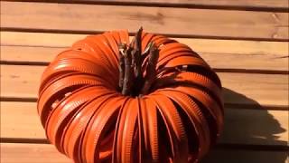 Mason jar ring pumpkin great for Halloween and fall tutorial video!