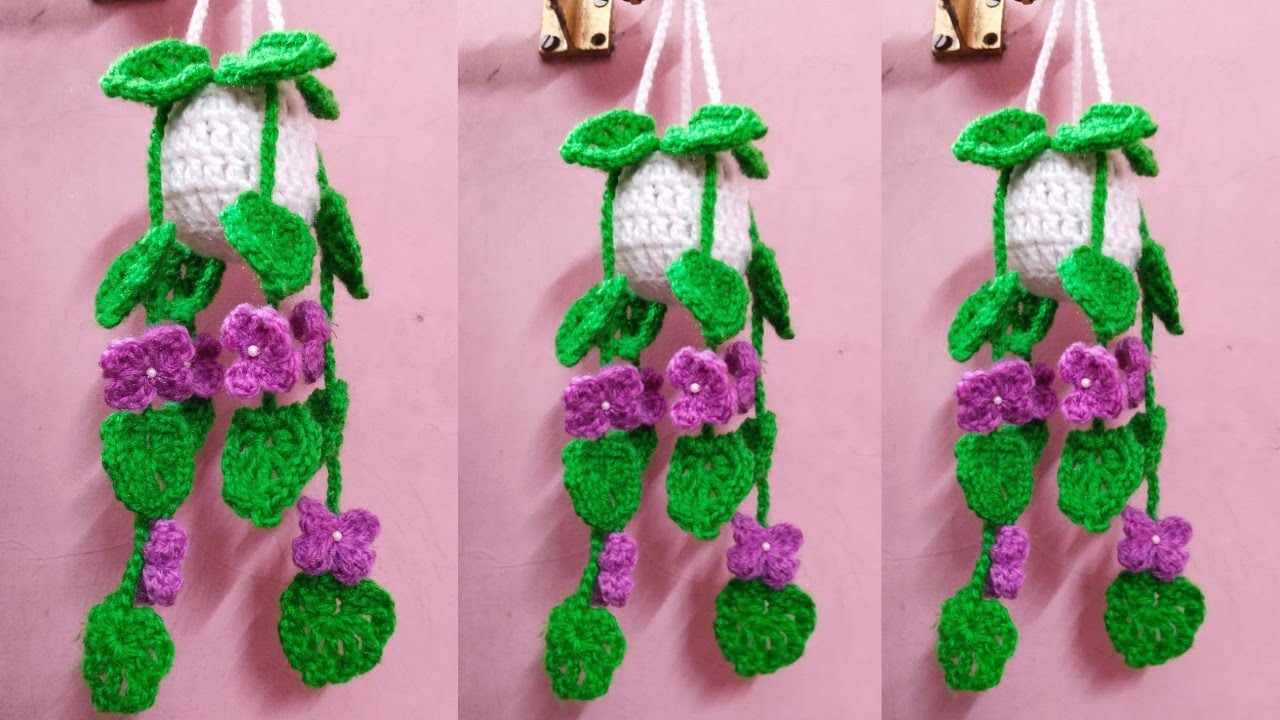 Crochet Hanging Vines with Flowers | Crochet Hanging Plant Tutorial ...