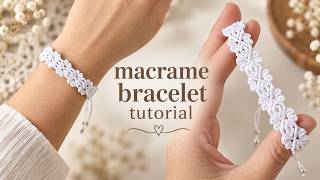 DIY Elegant White Lace Pattern Macrame Bracelet | Step-by-Step