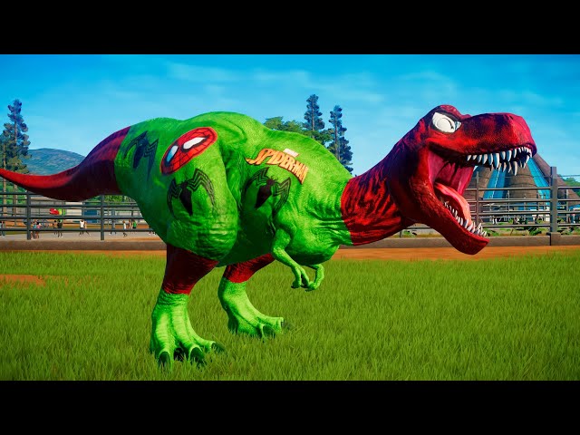 Dinossauro Rex Batman vs Carnotauro Rosa vs Kentrossauro Roxo 🌎 Jurassic  World Evolution 