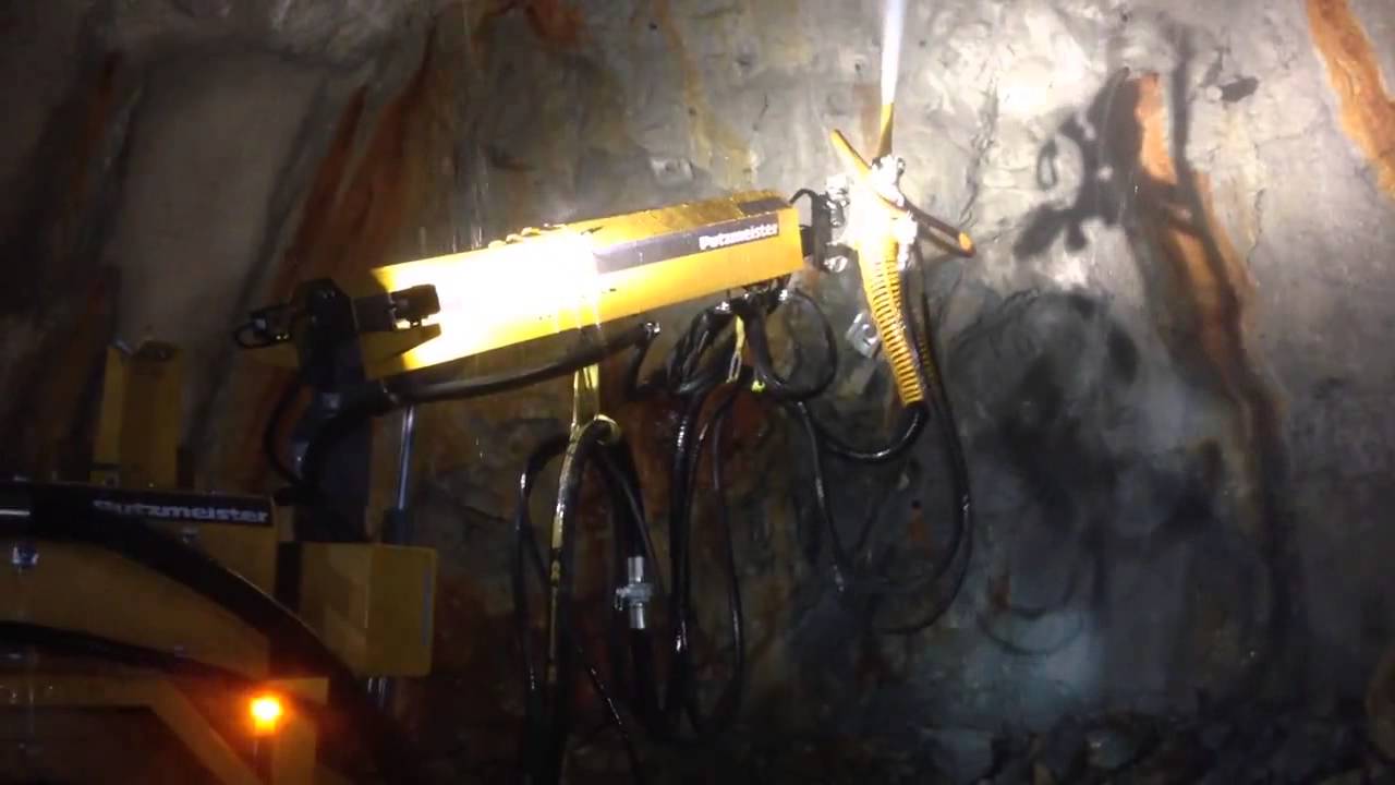 Shotcrete operations with Putzmeister Underground equipment - YouTube