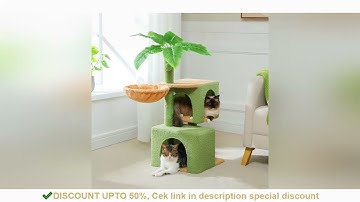 Multi-Level Cat Tree for Indoor Cactus Cat Tower with Sisal Scratching Posts Large Condo Deep Hammoc