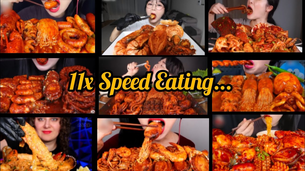 11x Speed Seafood Eating..🤤🐙🦀🧿#mukbang #food #asmr #seafood #asmreating #eating #video #spicy