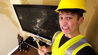 Destroying My Parents TV And Surprising Them With A NEW ONE!!