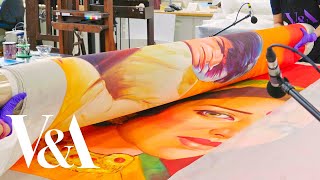 ASMR at the museum | Preparing a Bollywood poster for stretching | V&amp;A