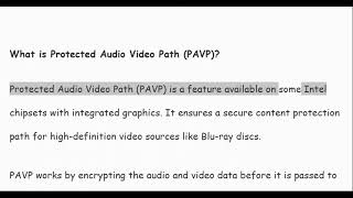 What is Protected Audio Video Path PAVP