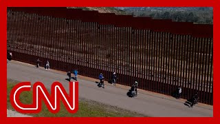 New drone video shows group of migrants crossing USMexico border