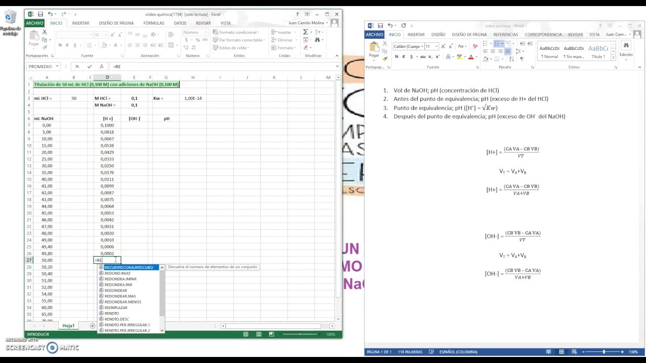 Como realizar una curva de titulación en excel YouTube Como realizar una curva de titulación en excel YouTube