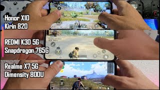 Dimensity 800U vs Snapdragon 765G vs Kirin 820 Speed test Gaming comparison PUBG/Antutu/Realme X7 5G