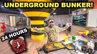 24 HOUR Overnight Challenge UNDERGROUND Inside My DOOMSDAY BUNKER!!!