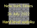 Sudoku solution – New York Times sudoku 26 July 2022 Hard level