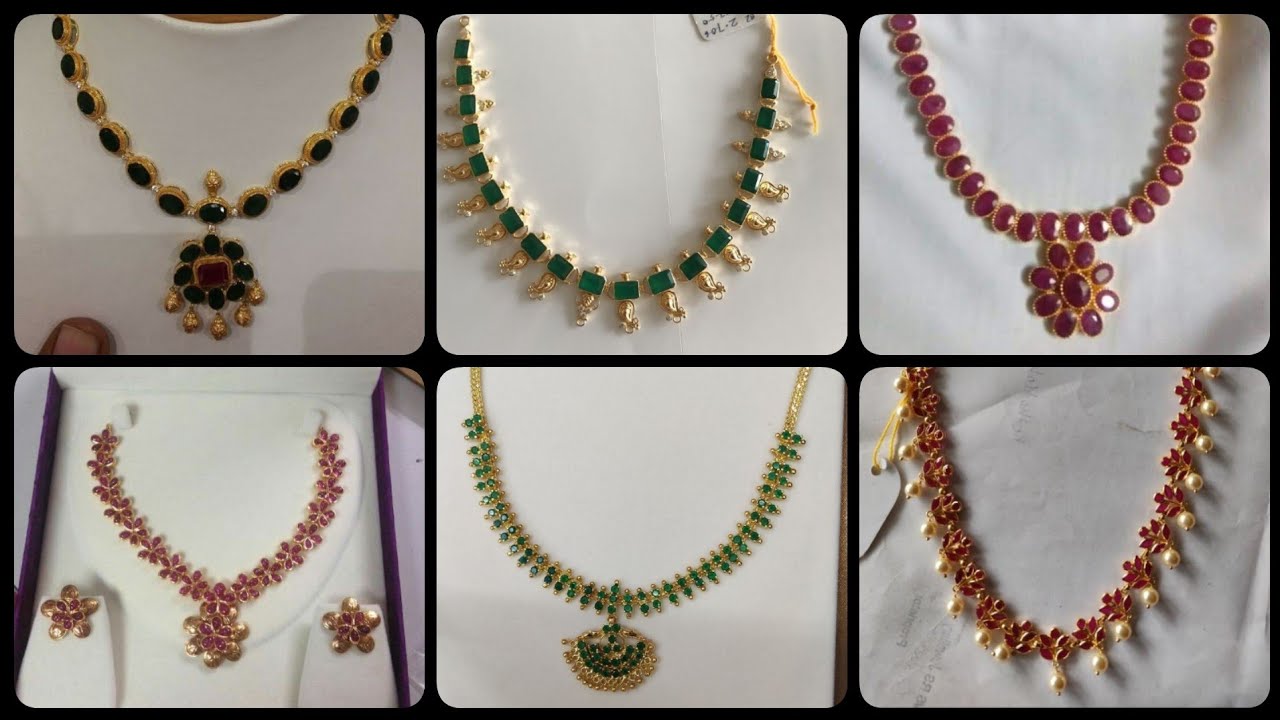 gold ruby stones necklaces designs//new designs gold necklace designs//with weight.