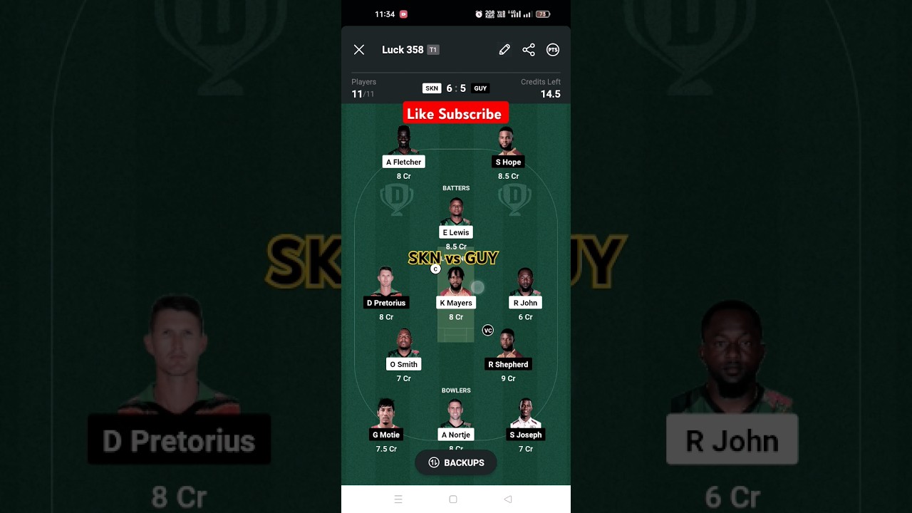 SKN vs GUY Dream 11 Prediction Today Match|SKN vs GUY Dream 11 Team Today|SKN vs GUY Match 7 CPL T20