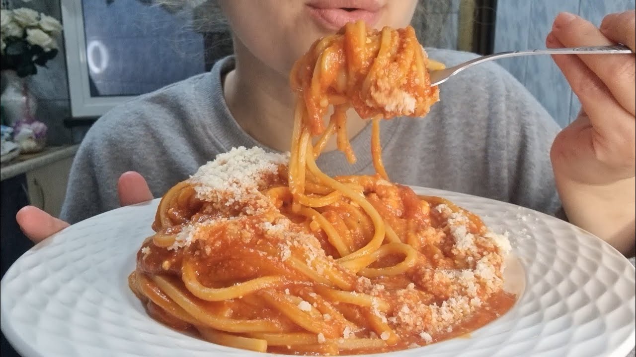 🍝 HUGE  Creamy Tomato Parmesan Pasta  Mukbang | No Talking ASMR  😋