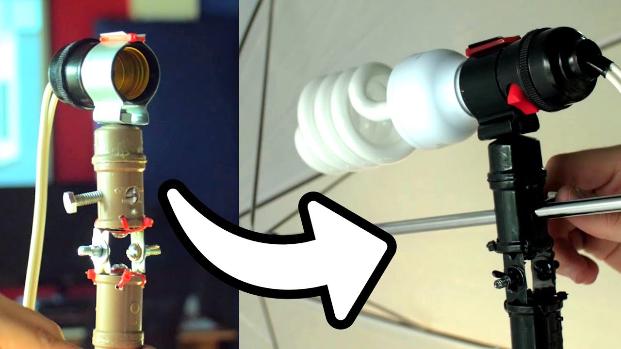 Fiz um Iluminador de sombrinha frankenstein (iluminação para vídeo, R$ 27)