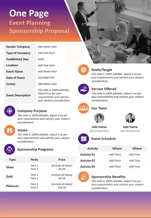 One Page Event Planning Sponsorship Proposal PowerPoint Template One Page Event Planning Sponsorship Proposal PowerPoint Template