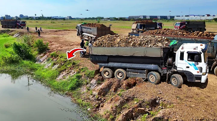 Huge Size Start a New Landfill Project! Using Dump Truck 25.5Ton & Skill Dozer Shantui Pushing Stone