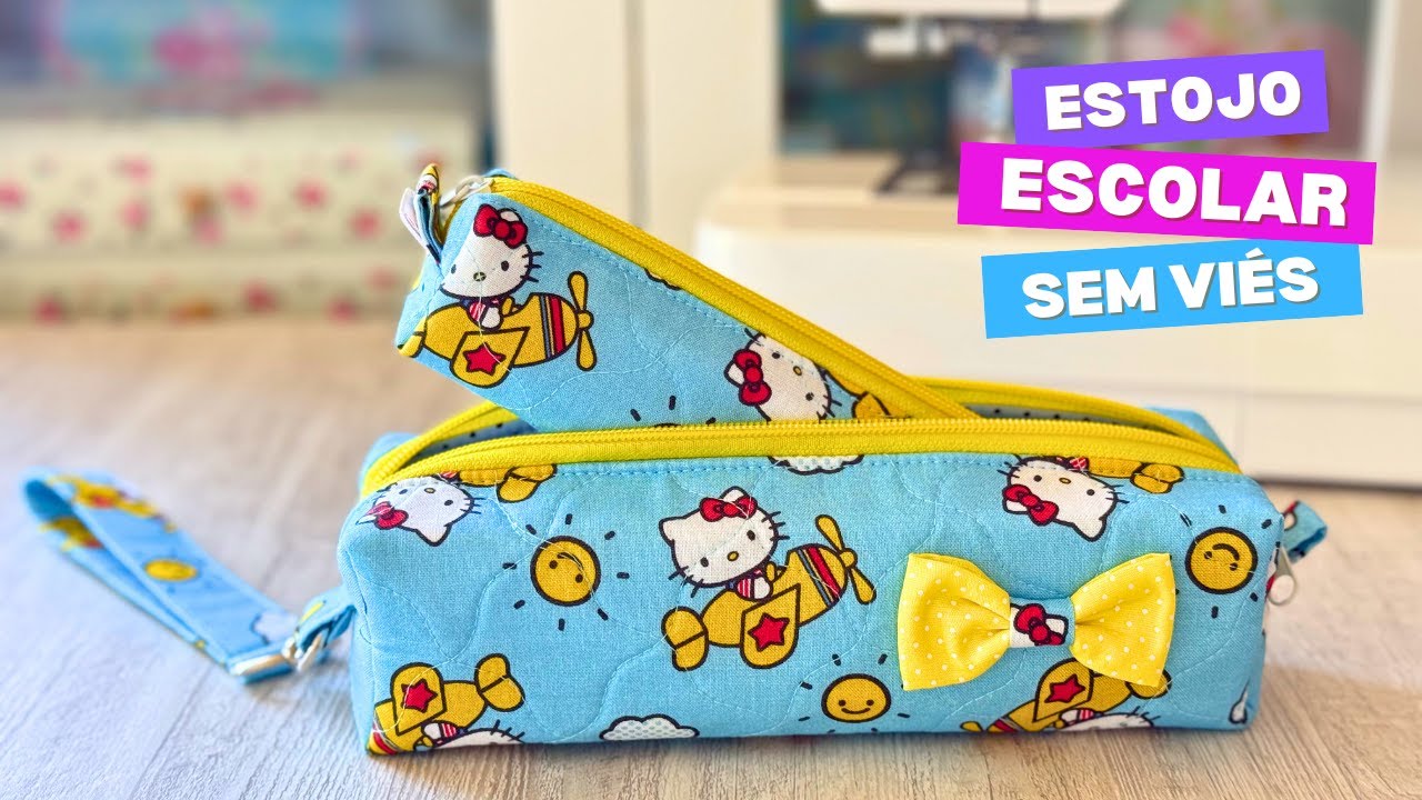Estojo Escolar, sem Molde e sem Viés / School Pencil Case, no Pattern, no Bias Tape.