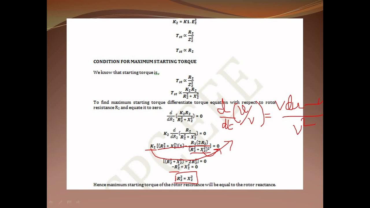 Torque equation of three phase induction motor/starting torque/running torque/condition for