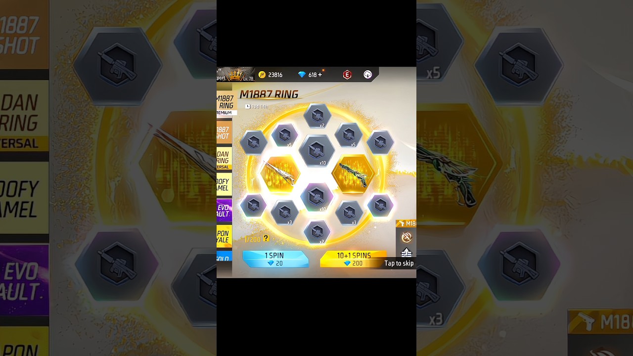 New M1887 Ring Event Free Fire 🤯 New Ring Event M1887 Gun Spin Trick 🤔 