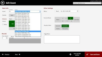 RaceTab 4 - Add New Event