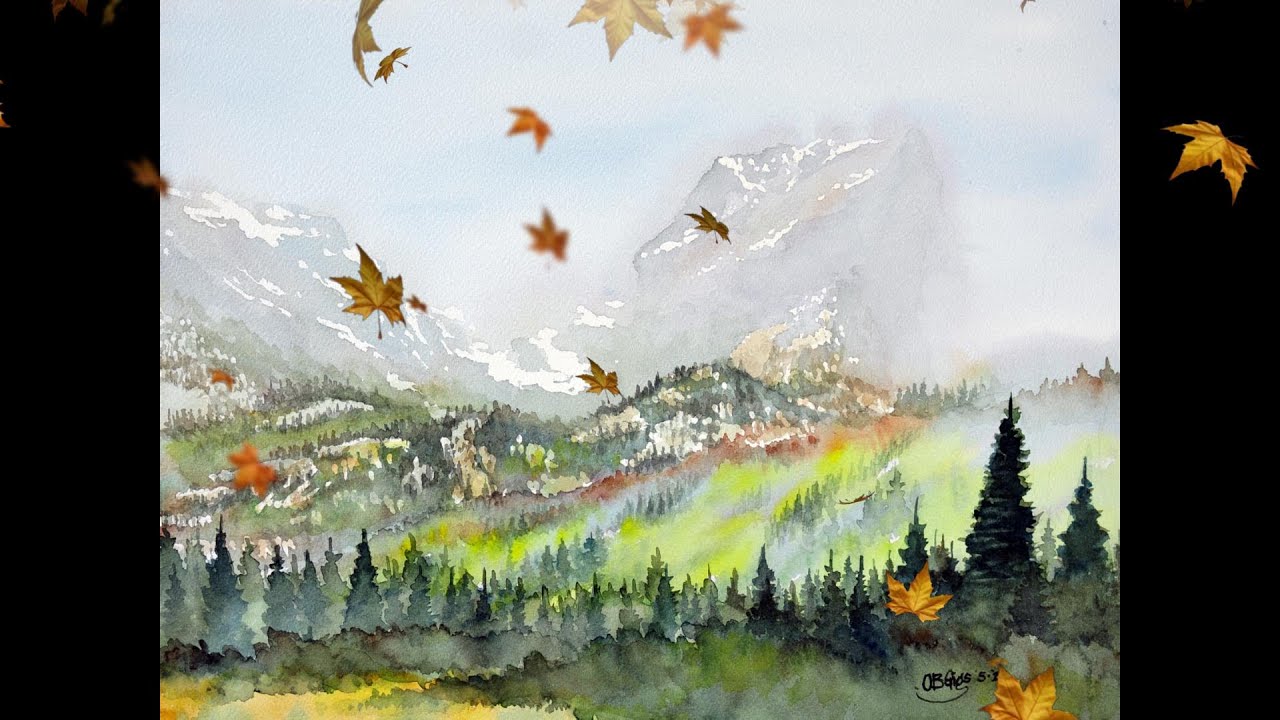 How to paint a foggy Colorado landscape in watercolor ️ ️ ️ YouTube