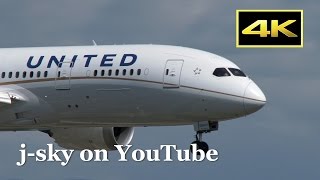[4K] [関西空港] Fine day! United Airlines Boeing 787-8 [N26902] landing and take-off at Kansai Airport