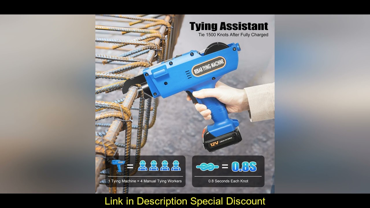 8mm-34mm Automatic Rebar Tier Binding Machine 12V 4500mAh Electric Handheld Rebar Tying Machine Wir