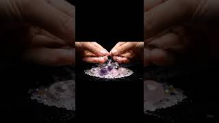 ASMR Slow Motion: Pouring Glittering Beads Over Amethyst & Rose Quartz Crystals #SatisfyingVideo