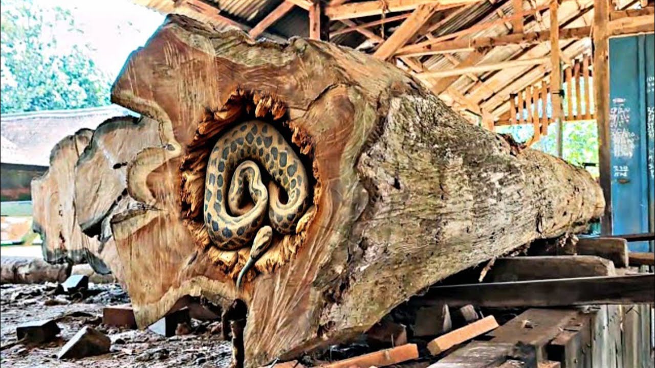 Surprise of expensive super old teak at the sawmill - YouTube
