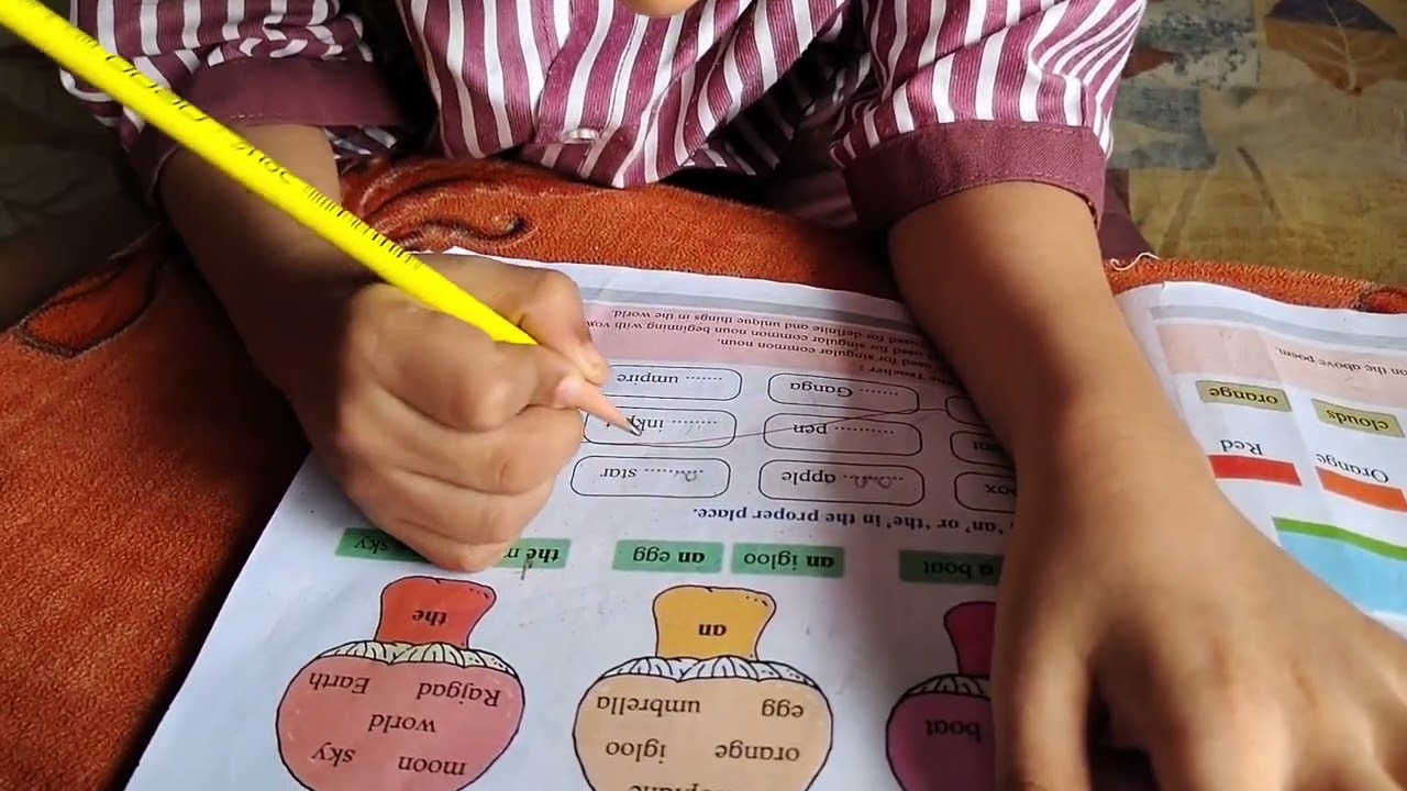 Std1... English Textbook 💫a...an...the...💫use Articles 💫 Hanin ki Homework Series