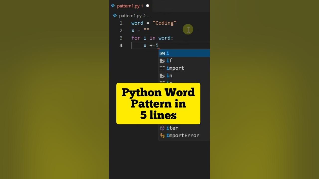 Python word pattern python beginner project shorts YouTube
