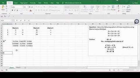 Solve the System of Linear Equations using EXCEL (Matrix Inverse Method)