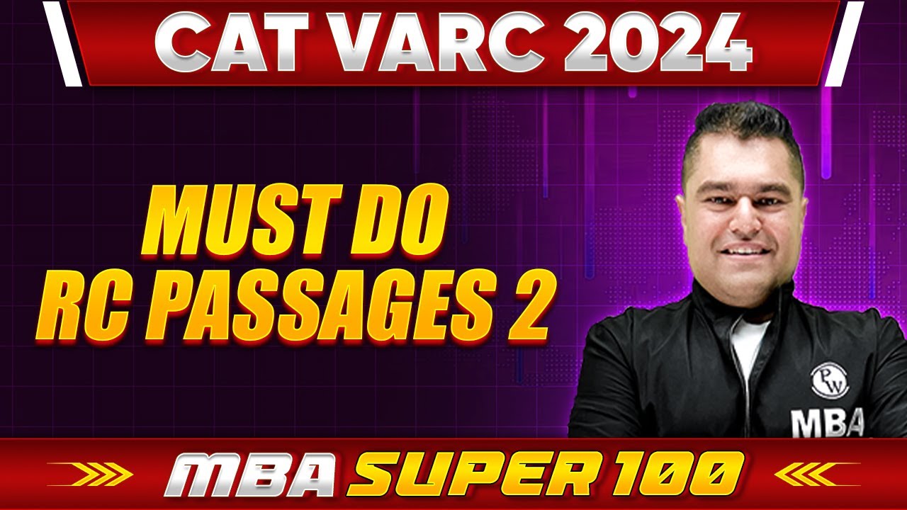 Must Do RC Passage | Lecture 02 | CAT VARC 2024 - YouTube
