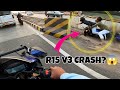 CRASH??? Random R15 v3 Crash😱 /Pulsar 200RS vs Ktm RC 200 vs R15 v3