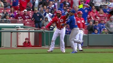 CHC@CIN: Baez makes catch, gets Phillips for two