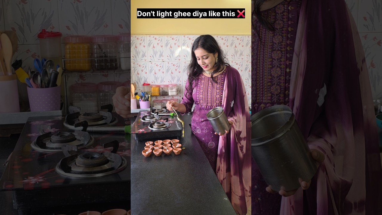 "Best trick to avoid spilling ghee from diya." 🤯😲🤪 