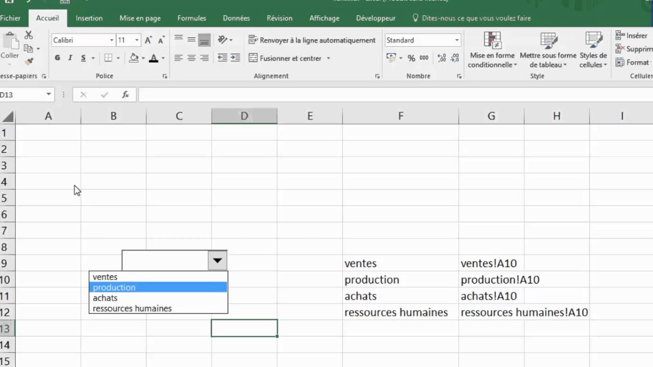 Excel : Menu dynamique avec liste déroulante - YouTube