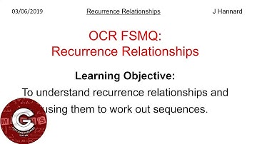 OCR FSMQ Additional Mathematics (New Spec) | Lesson 23: Recurrence Relationships