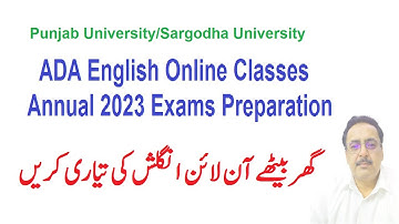 BA ADA Part.1,2 English Online Classes on Google Meet for Annual 2023 Exams Preparation PU/SU Course