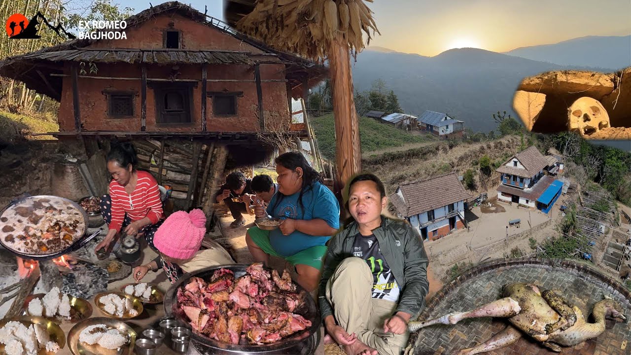 30Days Adventure to Rural Village Life Bhojpur Pangkhang old Nepali Cultural House Local Chicken sup