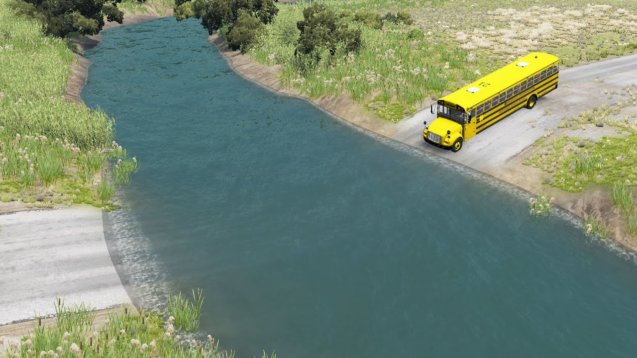 Yellow Bus Car and Police vs Deep Gutter in BeamNG.drive Game RKUTYS ✅ Z3M Gamers