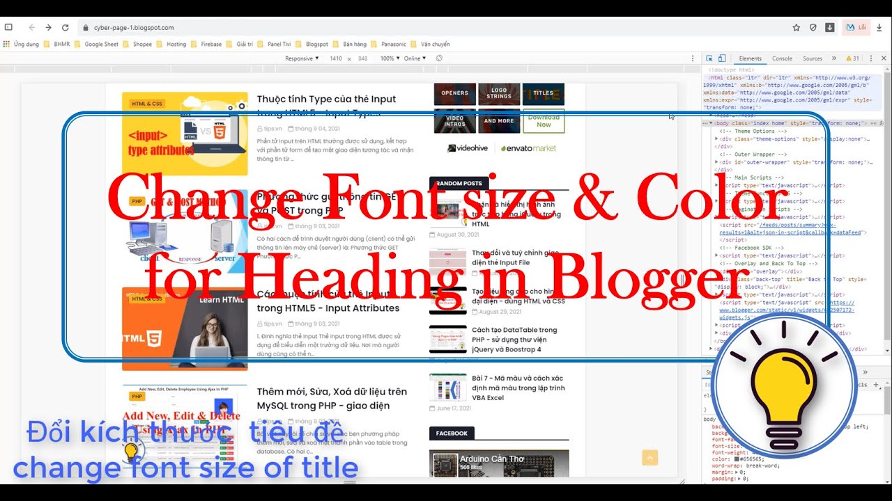 How to change Font size and Color of Heading on Blogger - YouTube