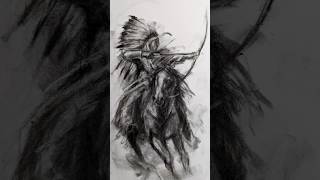 The Red Indian in the middle of the battle #art #charcoaldrawing #drawing
