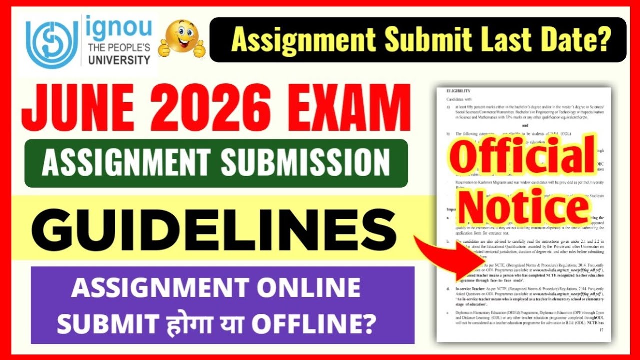 IGNOU Assignment Submission Guidelines For June 2026 Exam | Ignou ...