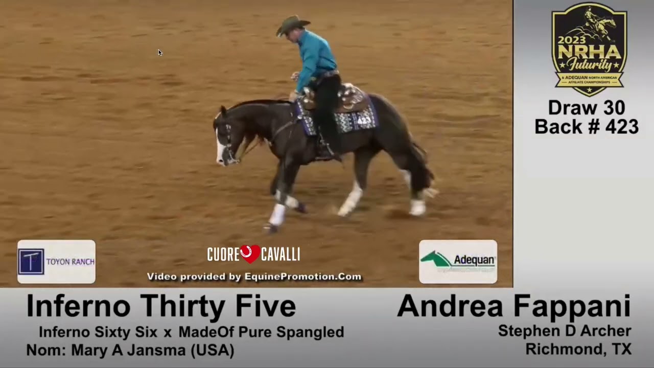 🥈 Reserve Champion NRHA Futurity 2023 Andrea Fappani & Inferno Thirty Five First Ride 225½